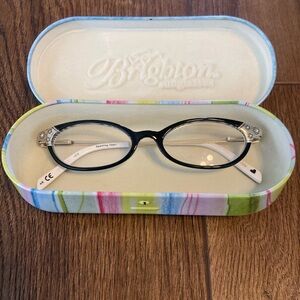 Brighton women’s Black Oval Reading Glasses with Decorative Silver Accents